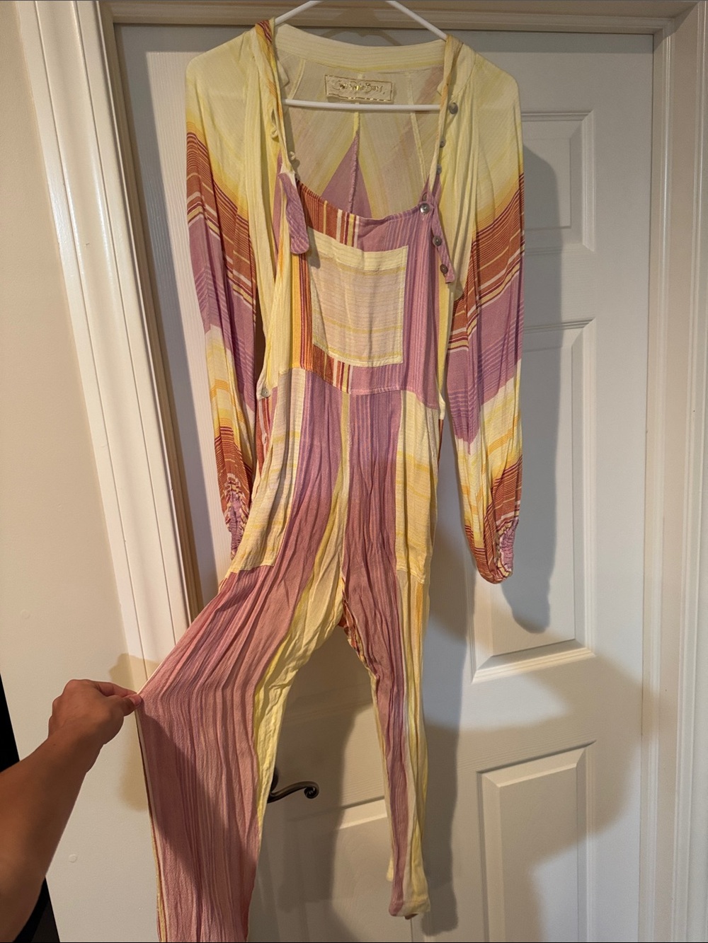 Jen's Pirate Booty Pale Yellow Striped Lightweight Top
